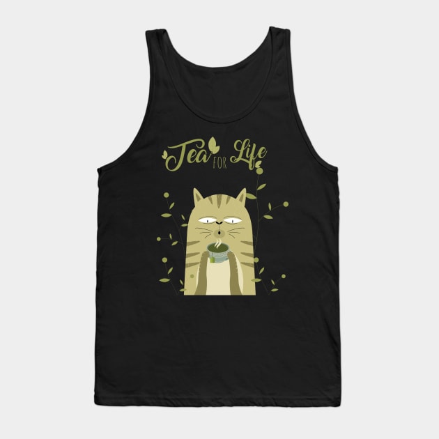 Tea time with cat Tank Top by  El-Aal